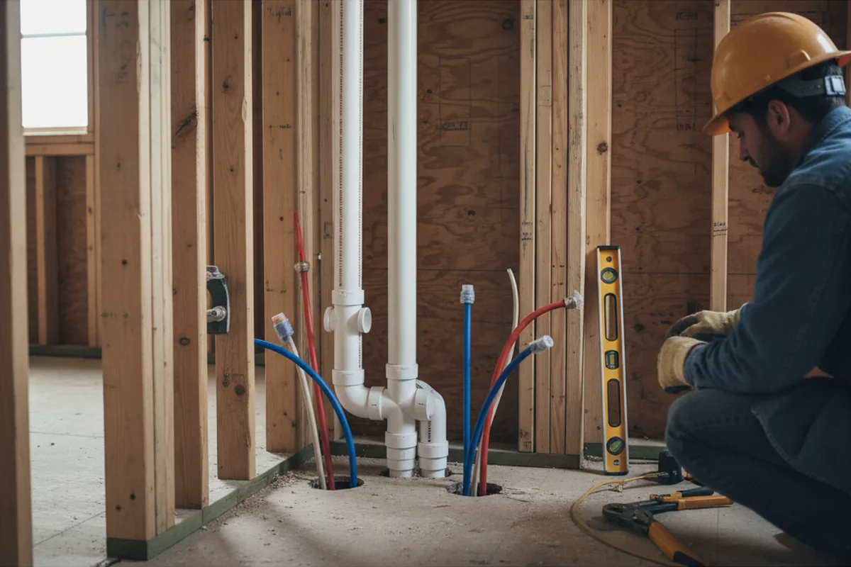 Drain and supply rough-in during Leak Detection in Placerville